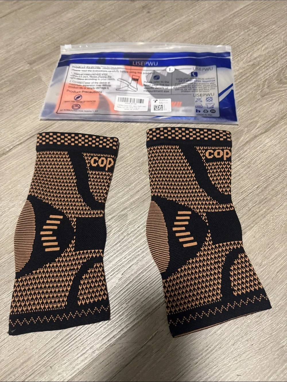 OP Compression Athletic Knee Sleeves - Black & Tan